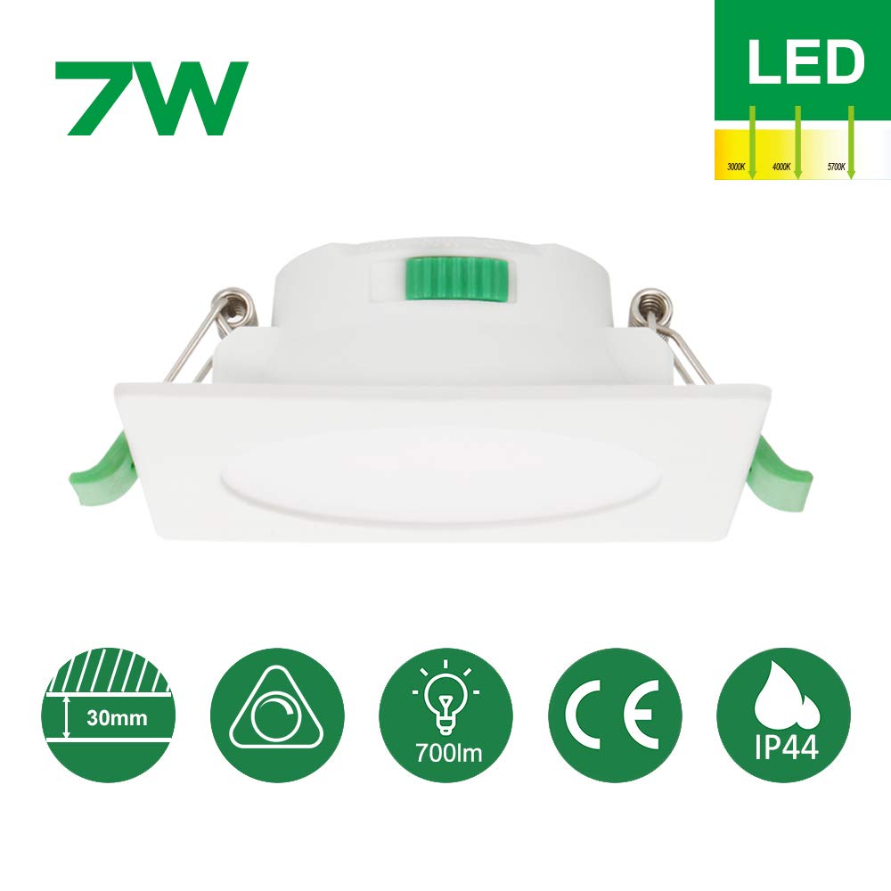 Alusso Recessed Ceiling Light 7W Einbaustrahler eckig dimmbar
