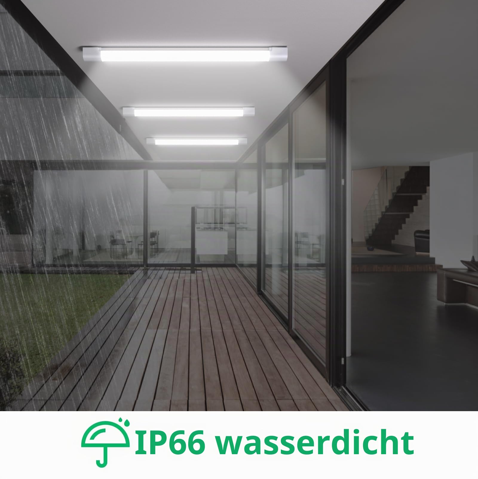 Modlicht LED Feuchtraumleuchte 150cm kaltweiss 4er Set 5000K