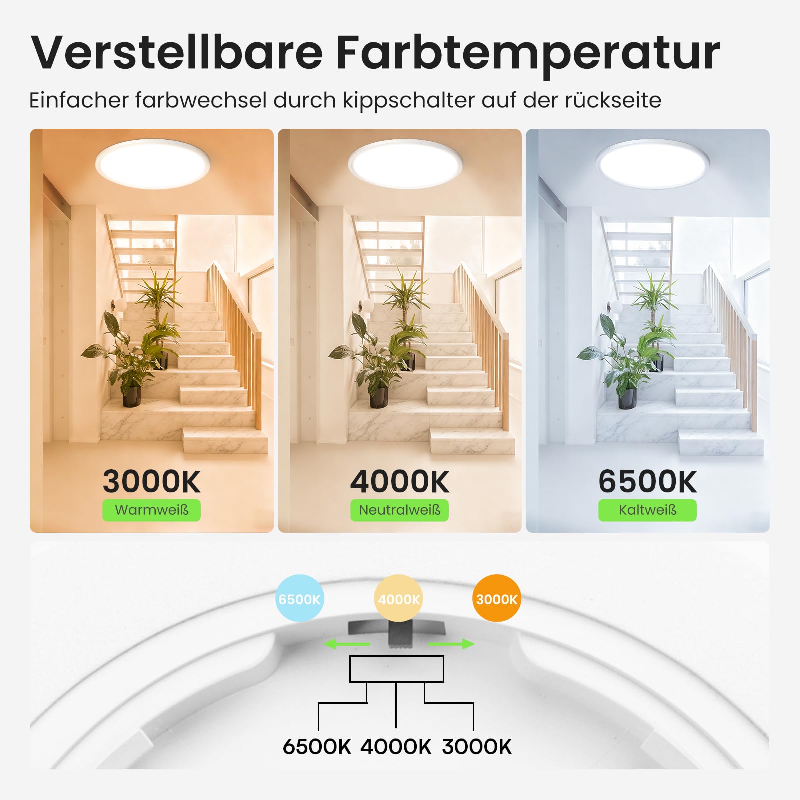 Alusso Recessed Ceiling Light Deckenleuchte 24W Ø29cm warmweiß