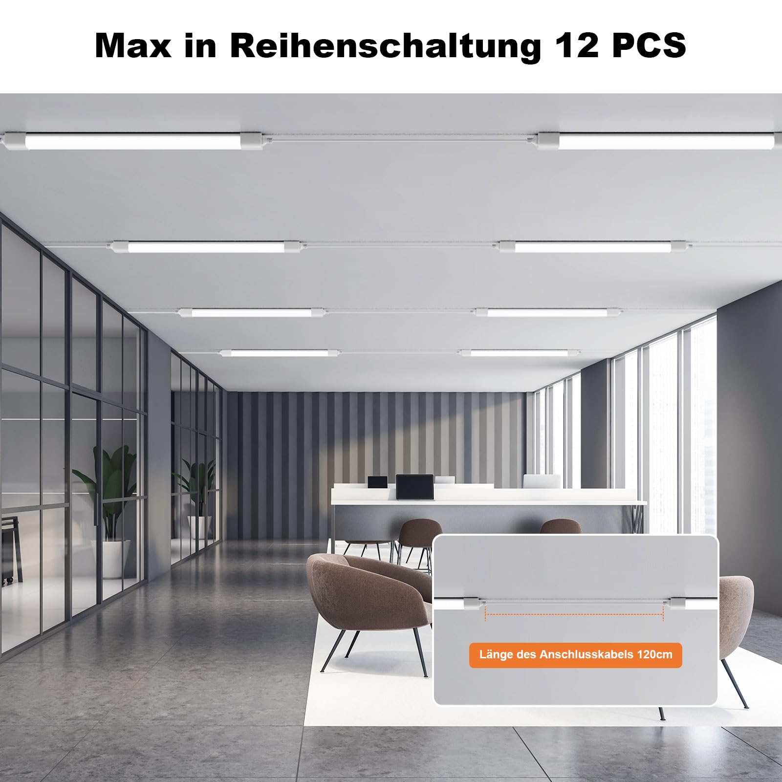 Modlicht LED Feuchtraumleuchte 150cm Kaltweiß 2 Stück
