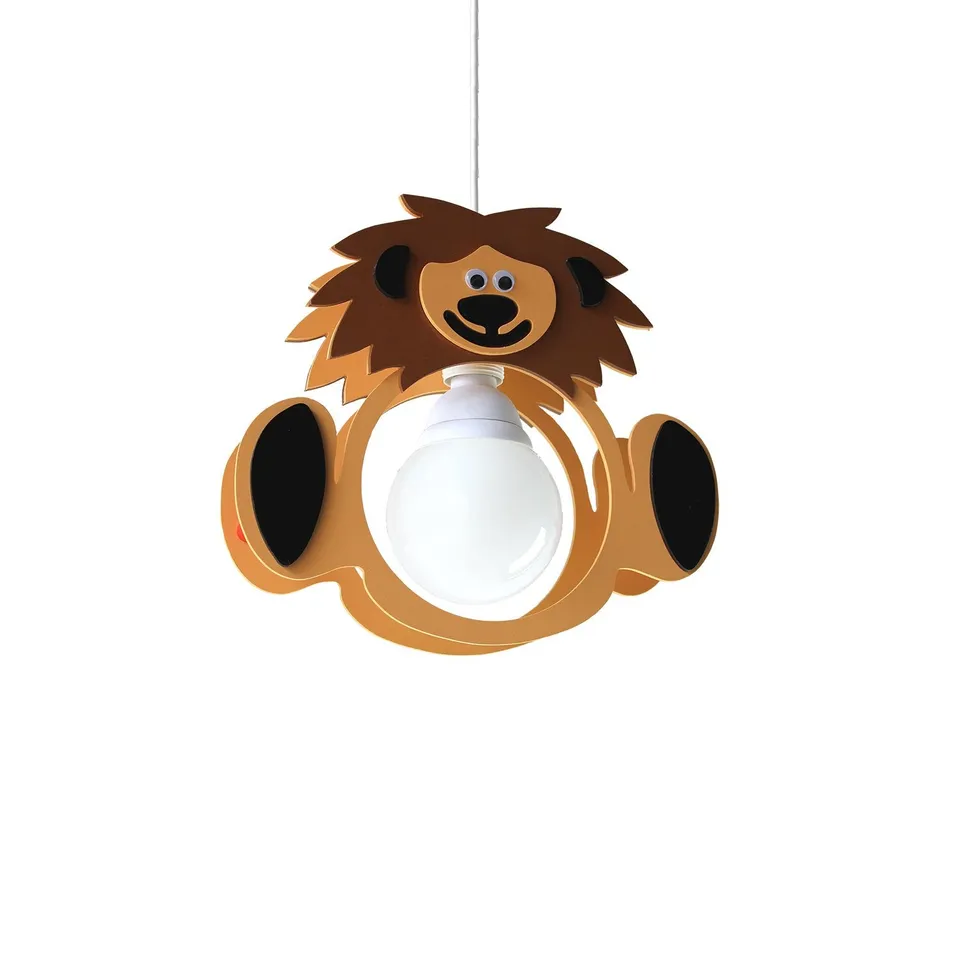 Elobra Leo Pendelleuchte Löwe Holz Braun E27