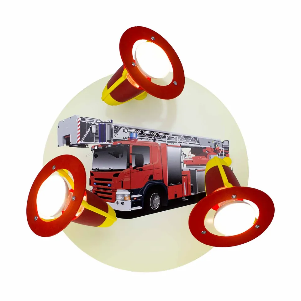 Elobra Kids 3er Spot Rondell Feuerwehrauto Rot-Gelb