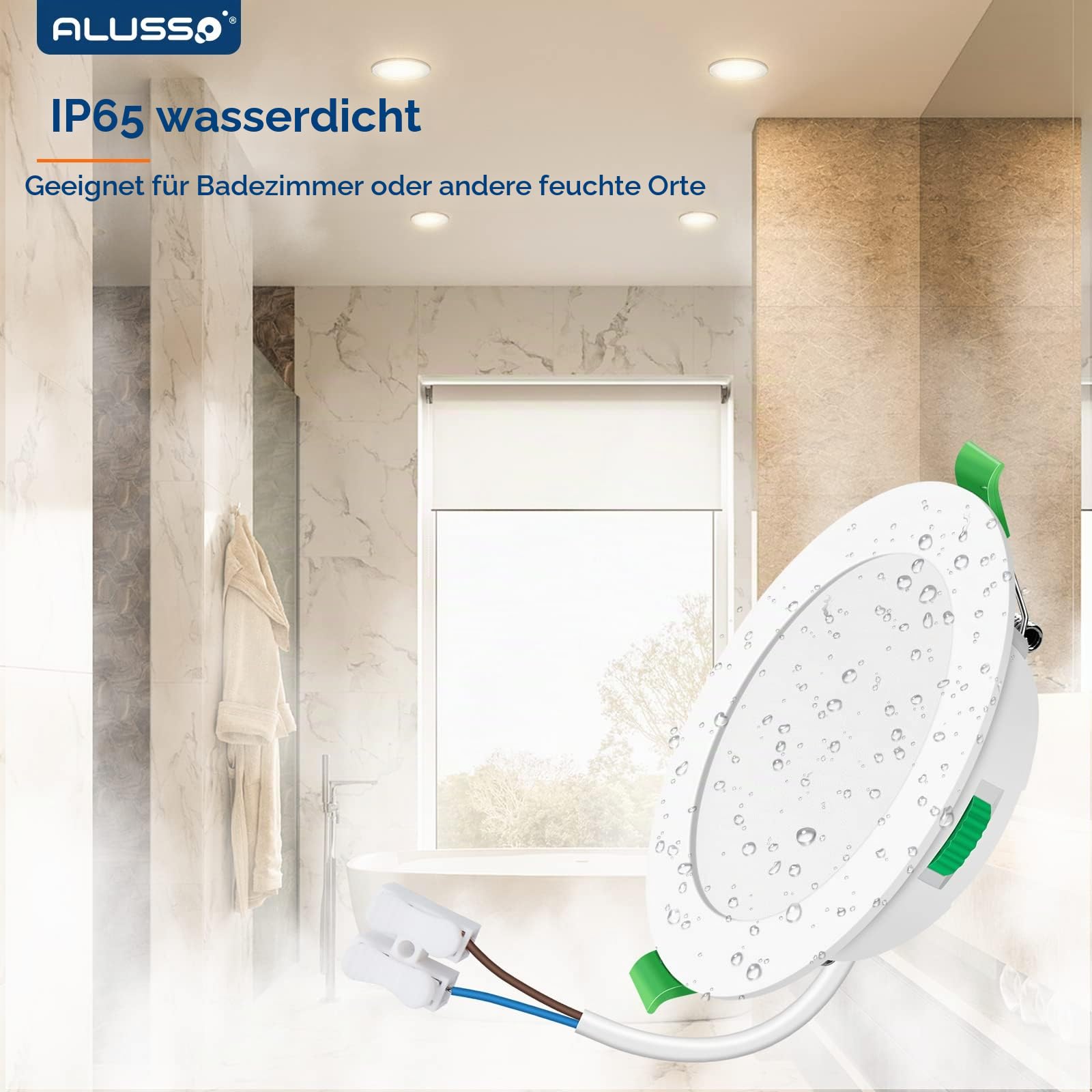 ALUSSO Einbaustrahler 7W 90-100mm 6er Set dimmbar IP65