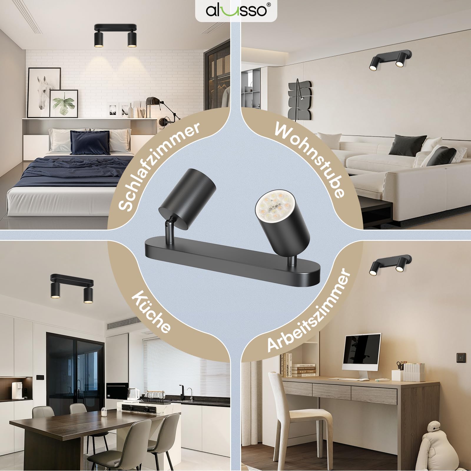 Alusso Recessed Ceiling Light Deckenstrahler 2 flammig GU10
