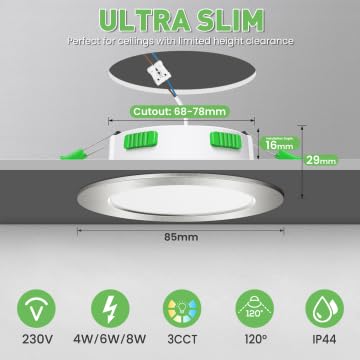 Alusso Recessed Ceiling Light Einbaustrahler 68mm 10er Set 3CCT