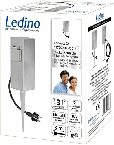 Ledino Ledar Connect S2 Steckdosensäule Edelstahl 2-fach Outdoor