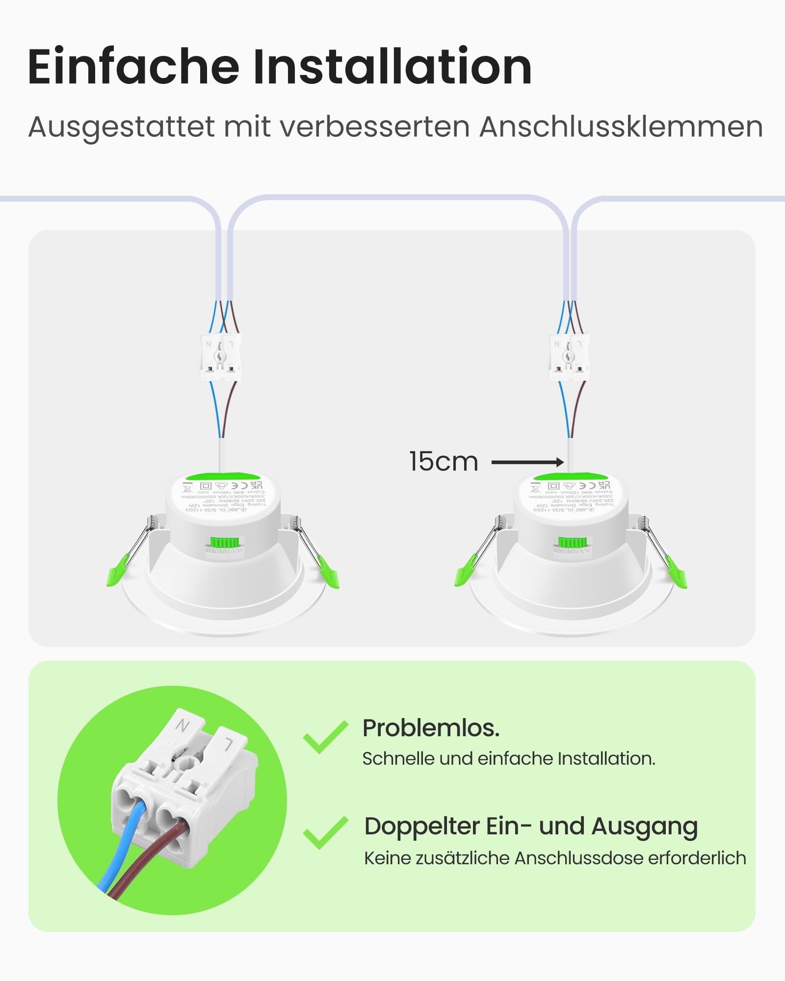Alusso Einbaustrahler LED 10W IP65 dimmbar 6er Set 3 Lichtfarben