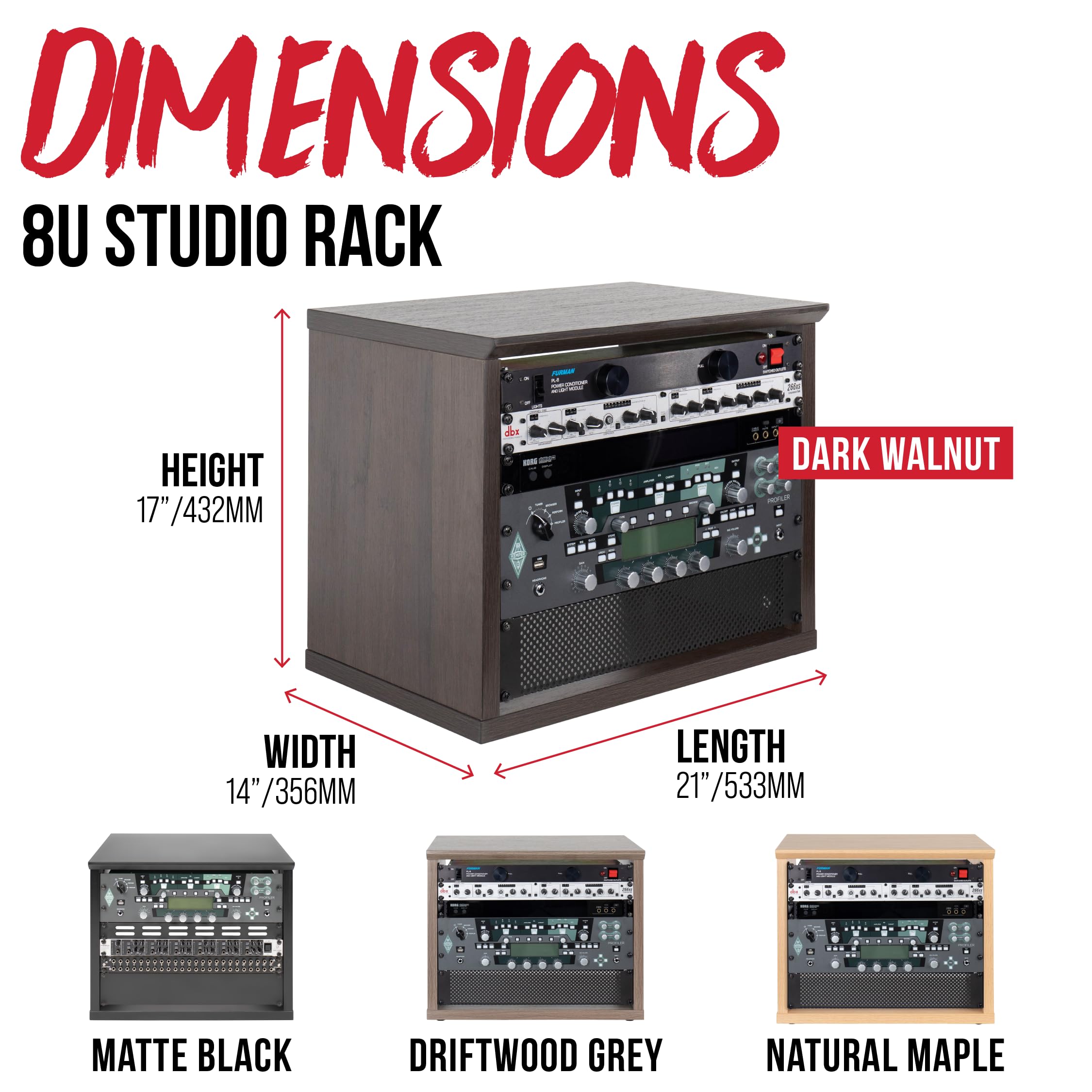 Gator GFW-ELITERK-8U-BLK Studio Rack 8U schwarz Holz