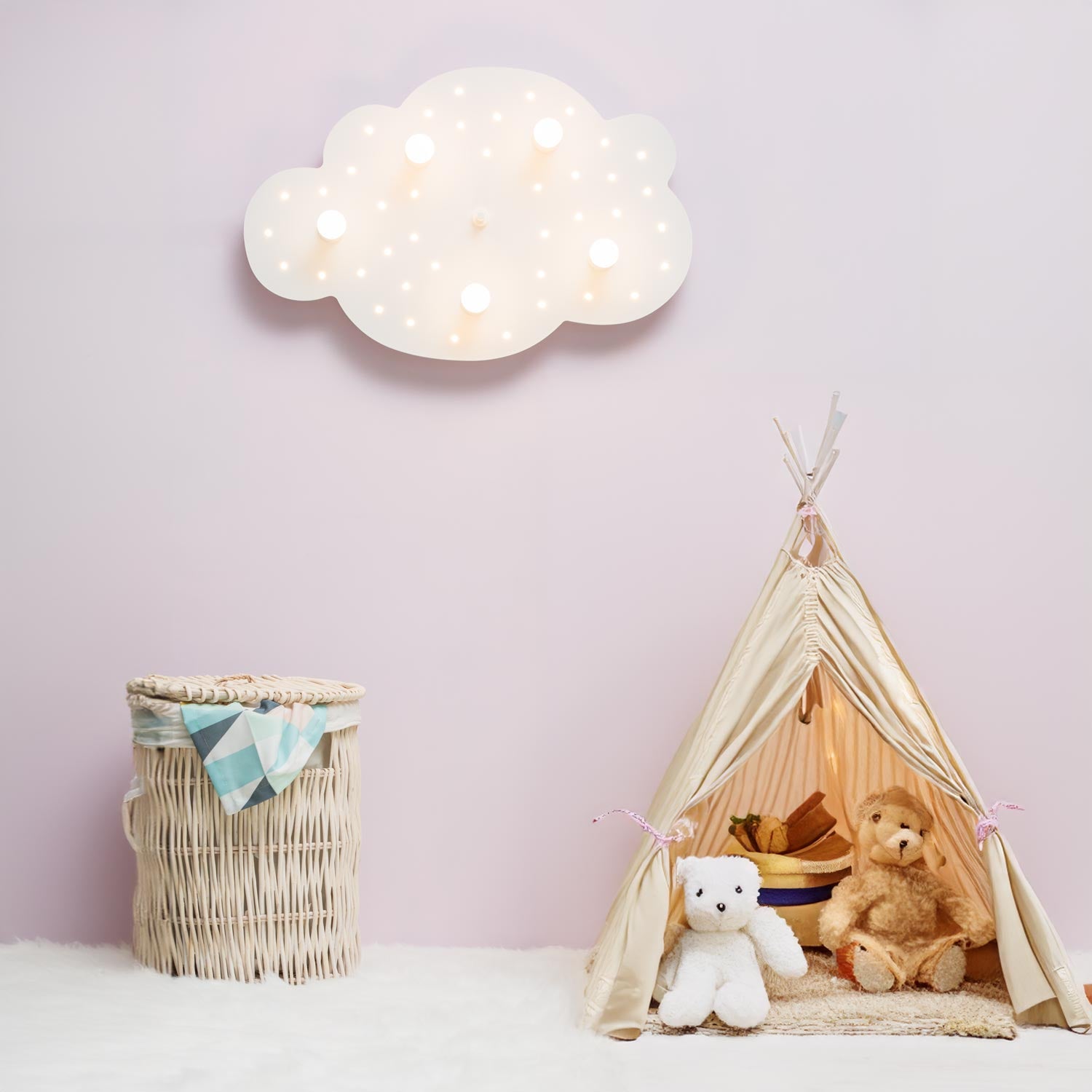 Elobra Kids Wolke M Deckenleuchte Holz Schlummerlicht LEDs