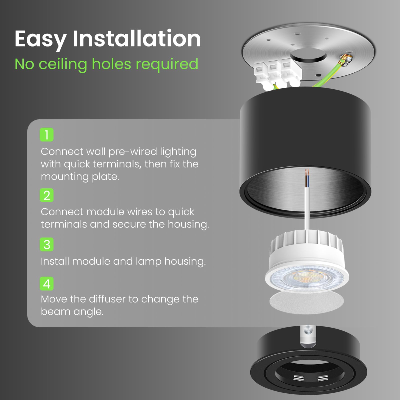 Alusso Aufbauspot 6W LED Deckenspots 3er-Pack schwarz