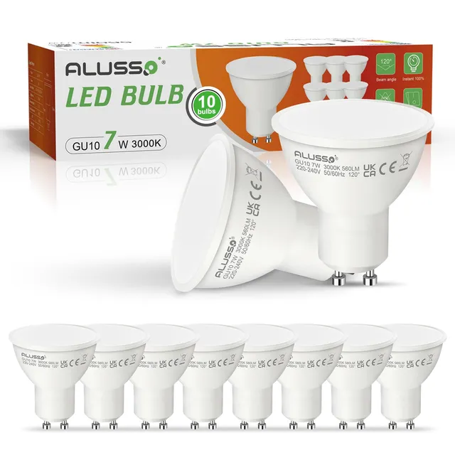 Alusso Bulb GU10 LED Leuchtmittel warmweiss 3000K 10er Set