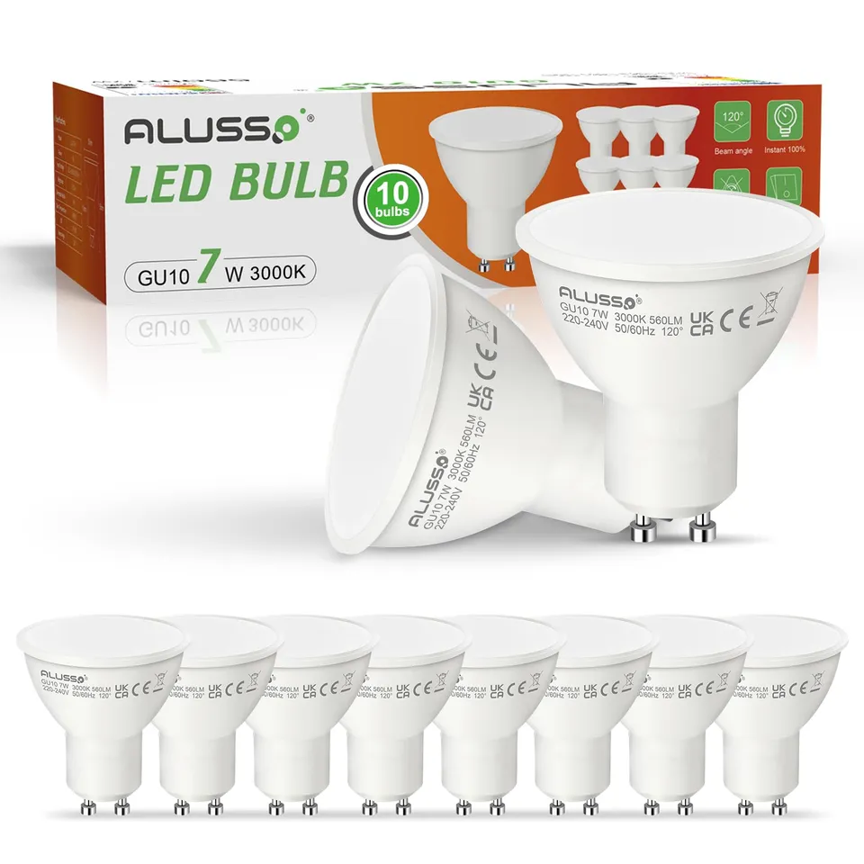 Alusso Bulb GU10 LED Leuchtmittel warmweiss 3000K 10er Set