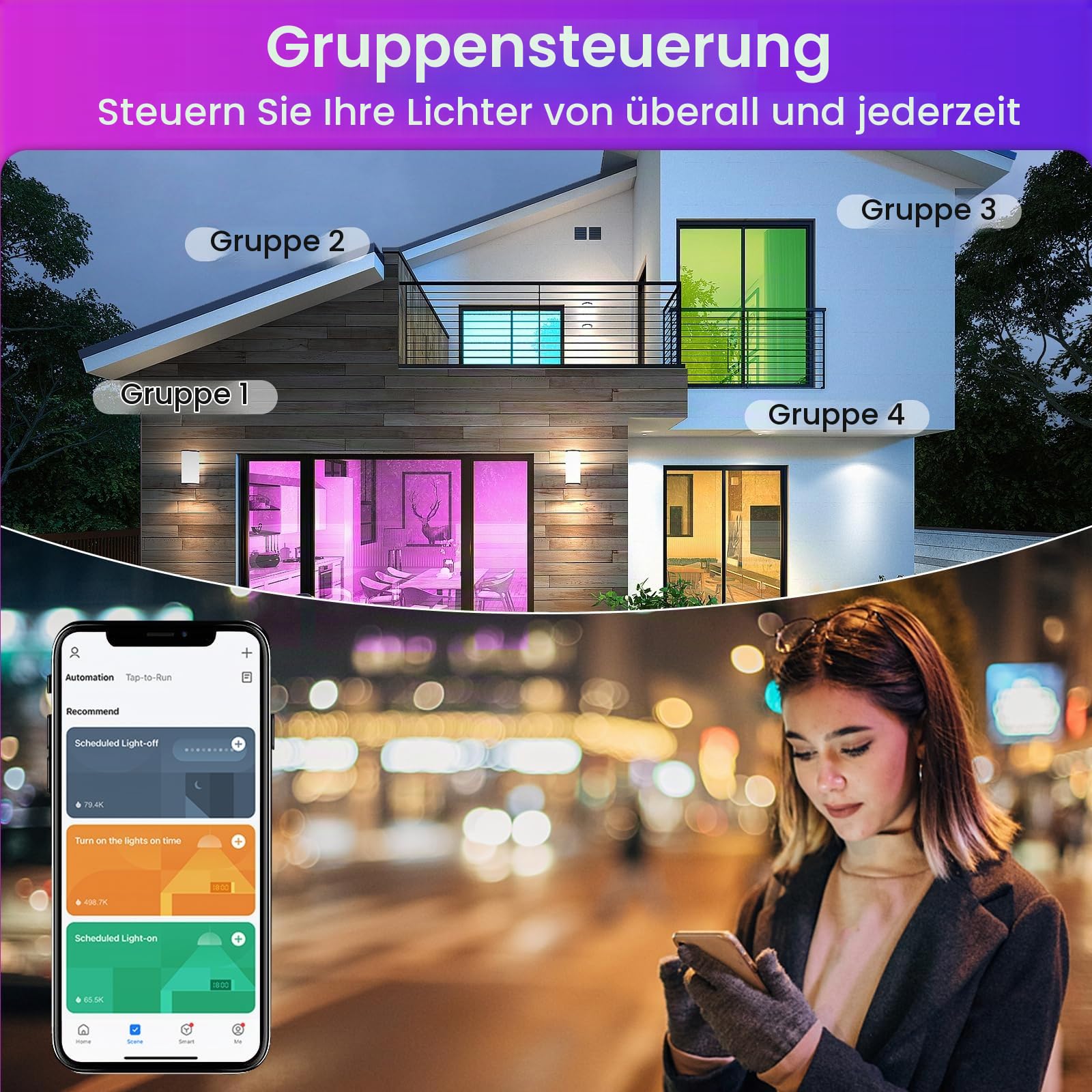 Alusso Smart Home LED Einbaustrahler 4er Weiß RGB Alexa 6W