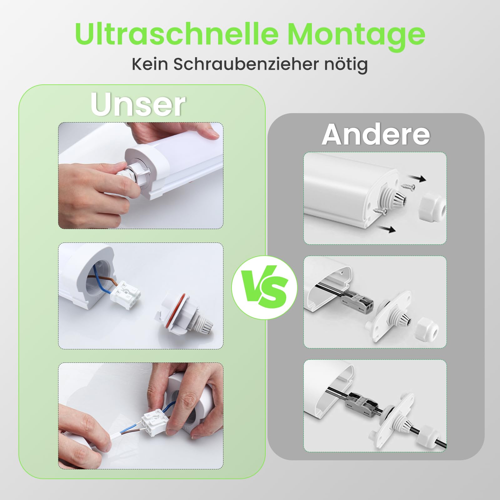 Alusso Feuchtraumleuchte LED 120cm 4000K IP65 2 Stück