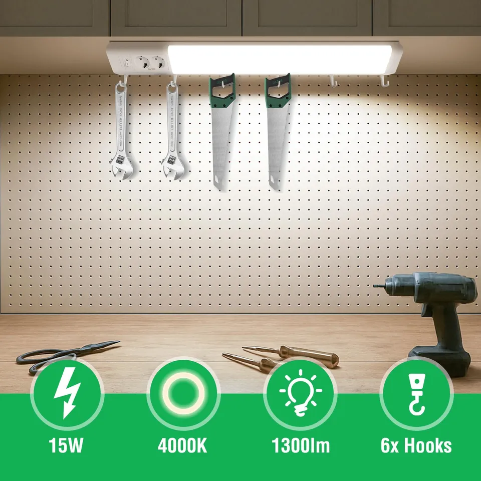Alusso Cabinet Light Unterbauleuchte 77cm mit 2 Steckdosen 4000K