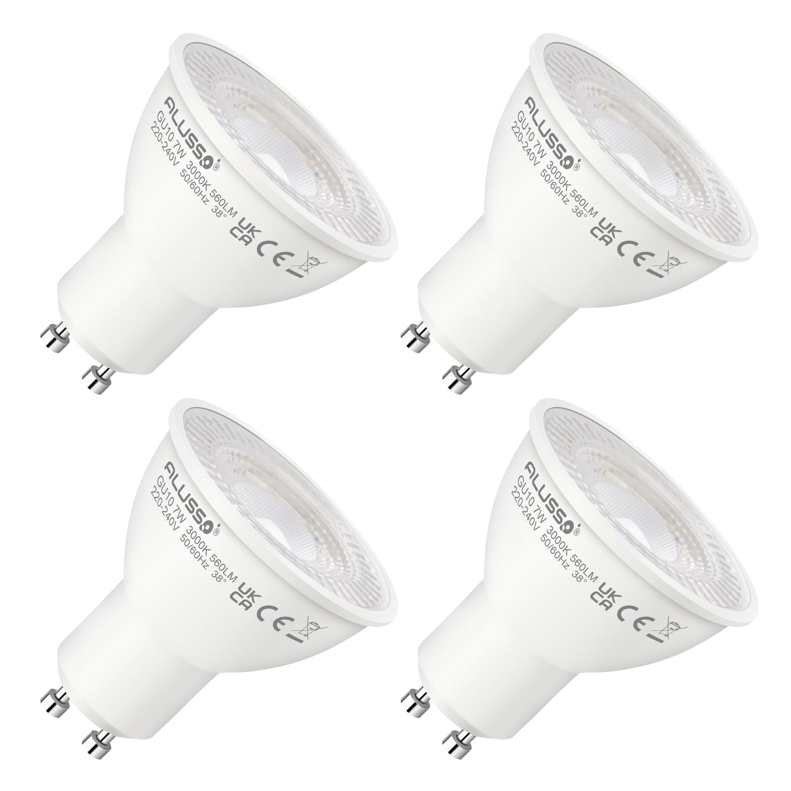Alusso GU10 LED Lampe 7W kaltweiß 6000K 4er-Pack 630lm