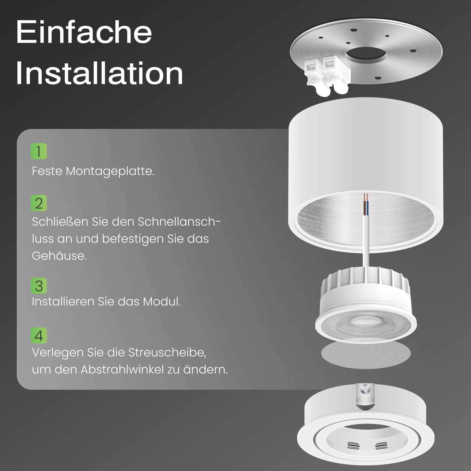 ALUSSO Aufbauspot Weiß 6W 540LM dimmbar 6er-Pack 3CCT