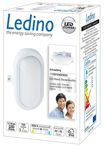 Ledino Schwabing LED Wand-Deckenleuchte 10W IP44 Weiß