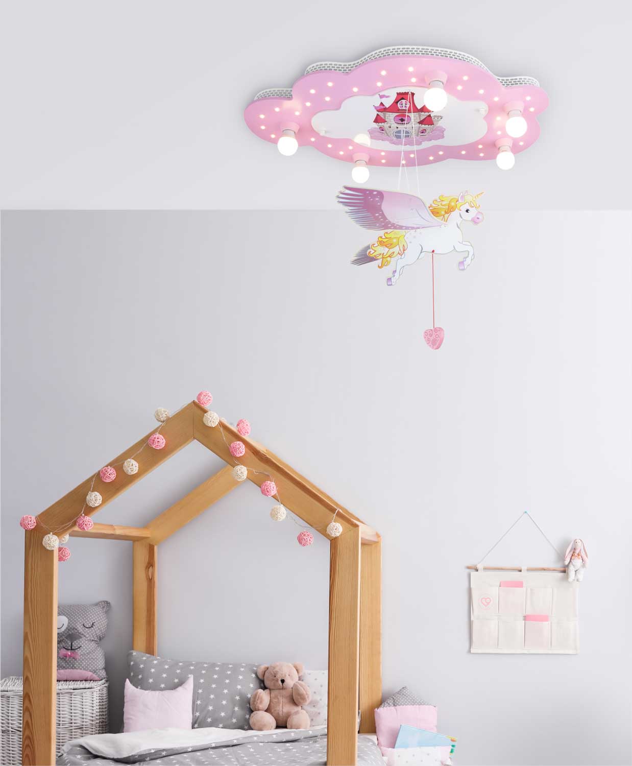 Elobra Kids Schloss Einhorn Bildwolke Deckenleuchte rosa