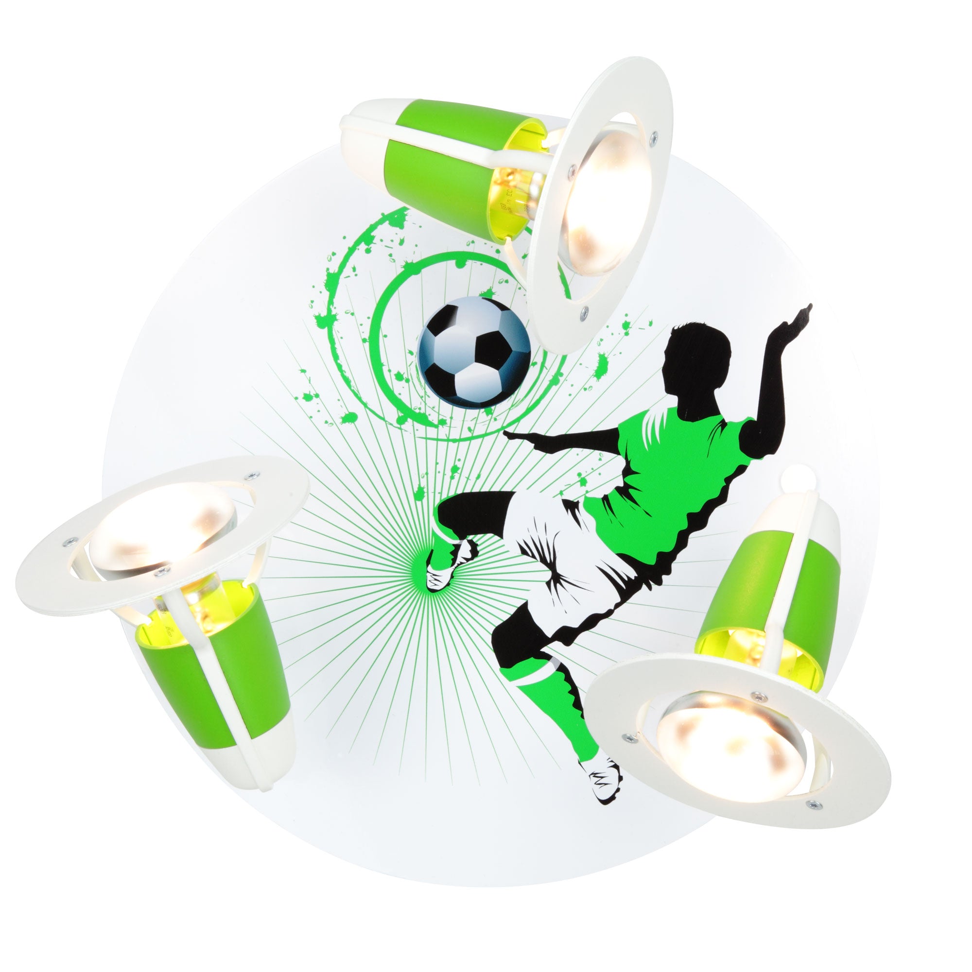 Elobra Soccer 3er Spot Rondell Deckenleuchte grün-weiß