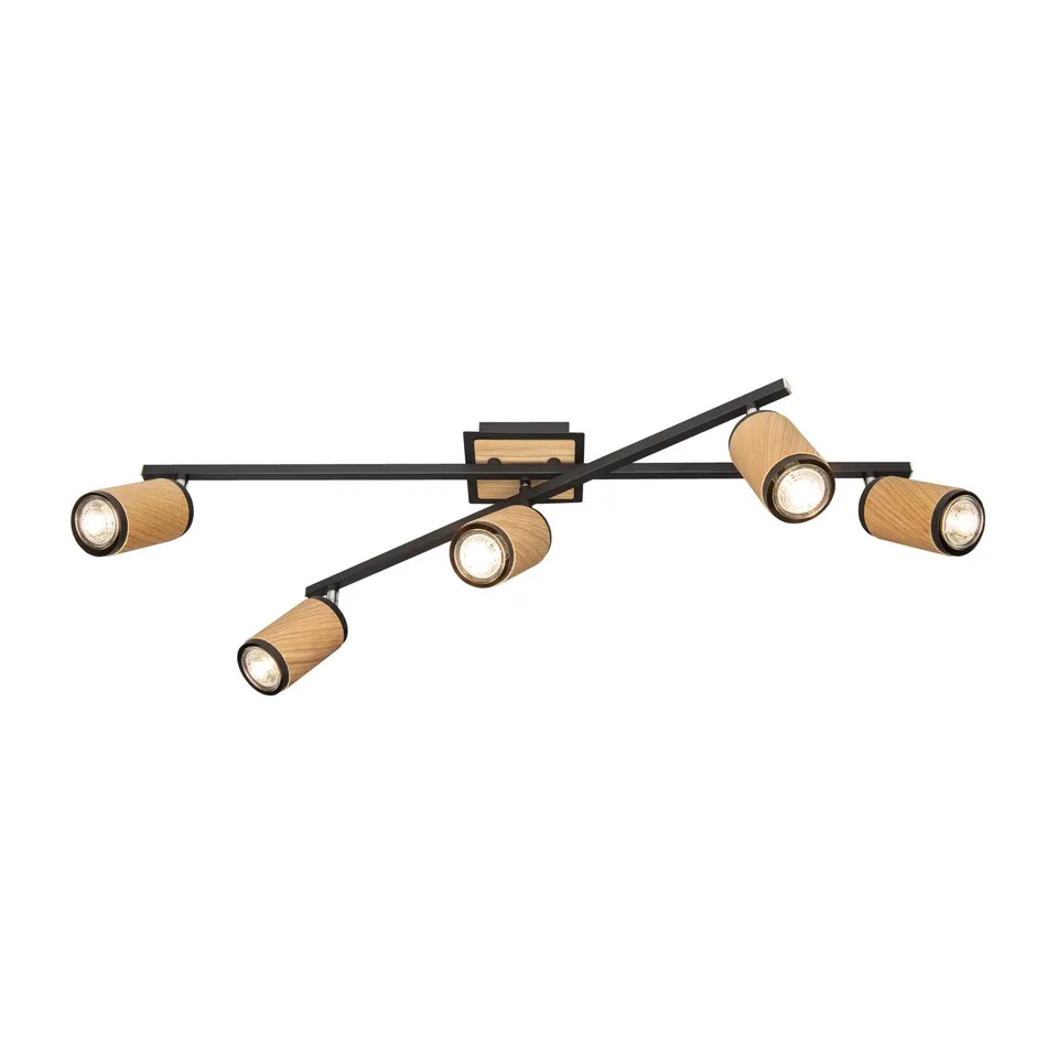 Elobra Living Deckenleuchte Bolivia 5 Spot Eiche 5-flammig