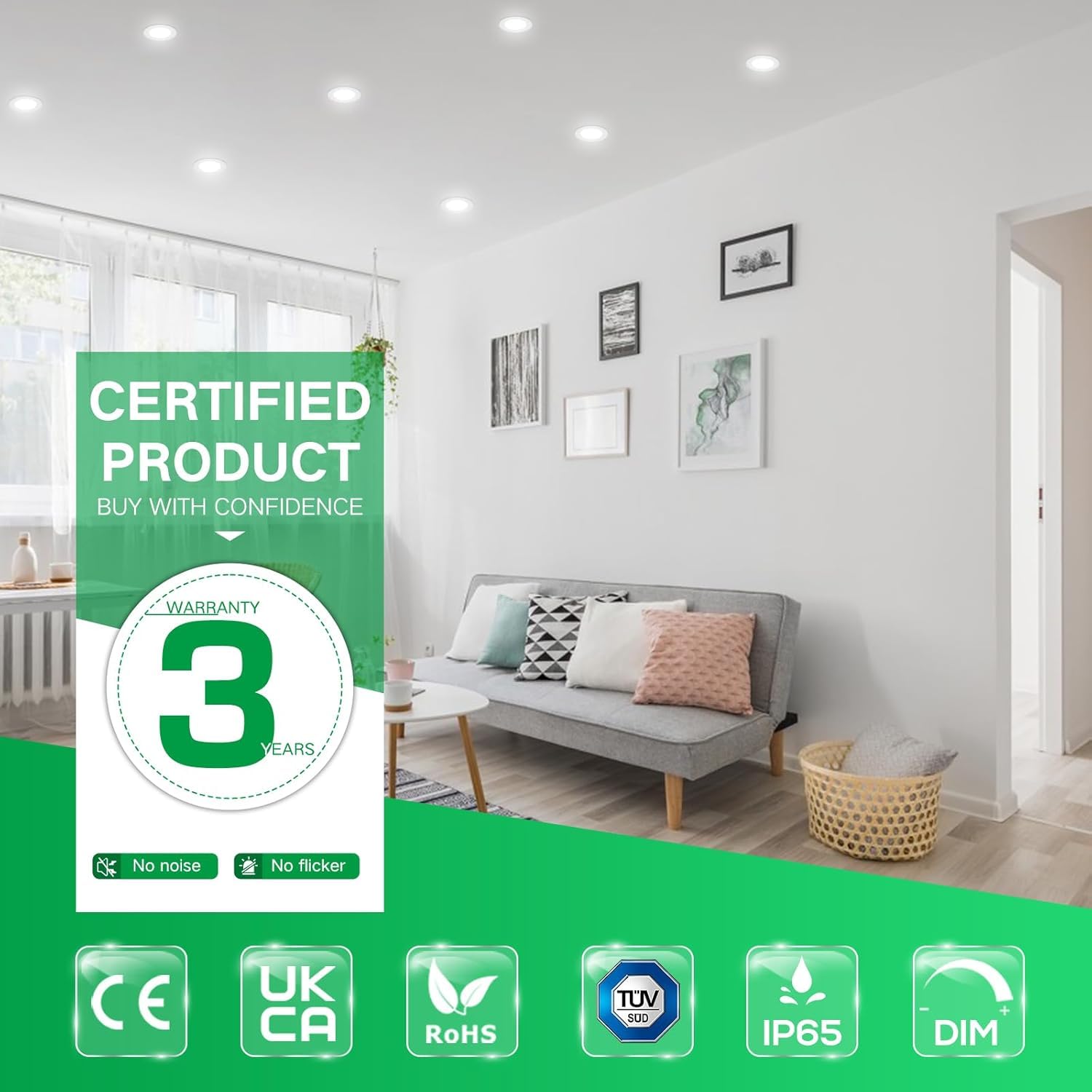 Alusso Recessed Ceiling Light LED Leiste 120cm 11er Set 4800lm