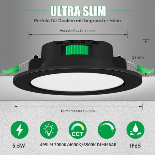 Alusso Recessed Ceiling Light LED Leiste 120cm 11er Set 4800lm