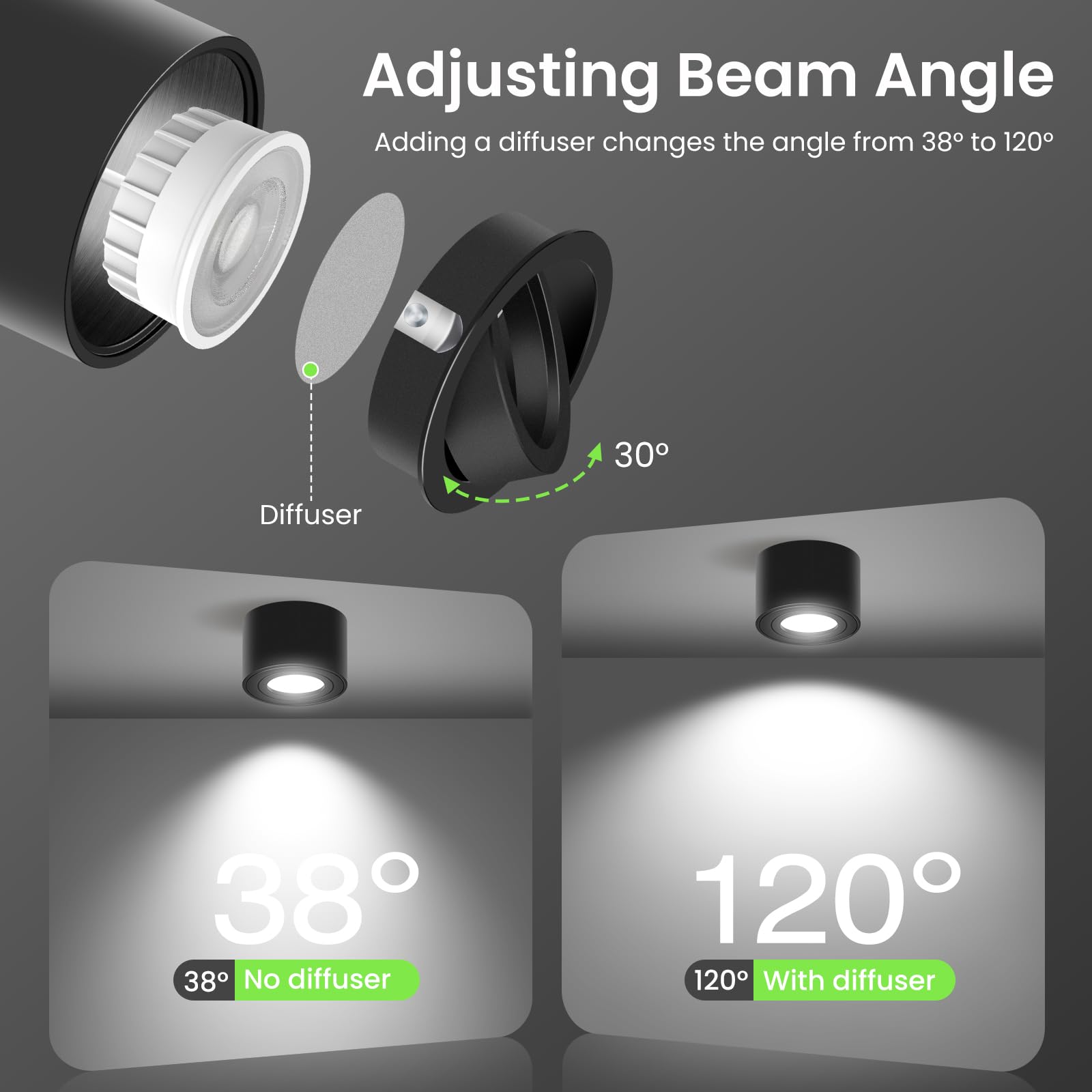 Alusso Aufbauspot 6W LED Deckenspots 3er-Pack schwarz