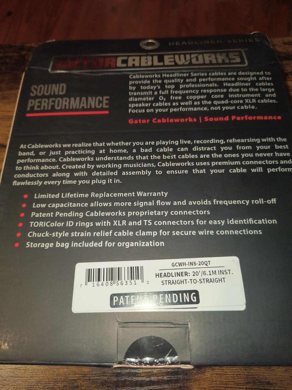 Gator Cableworks GCWH-INS-20QT Instrumentenkabel 6m