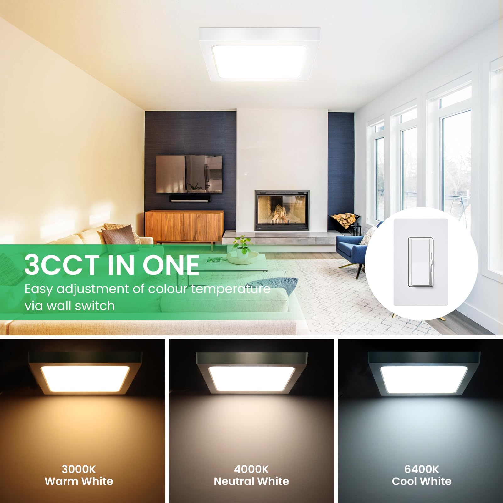 Alusso Recessed Deckenleuchte LED quadratisch 24W 30x30 IP44