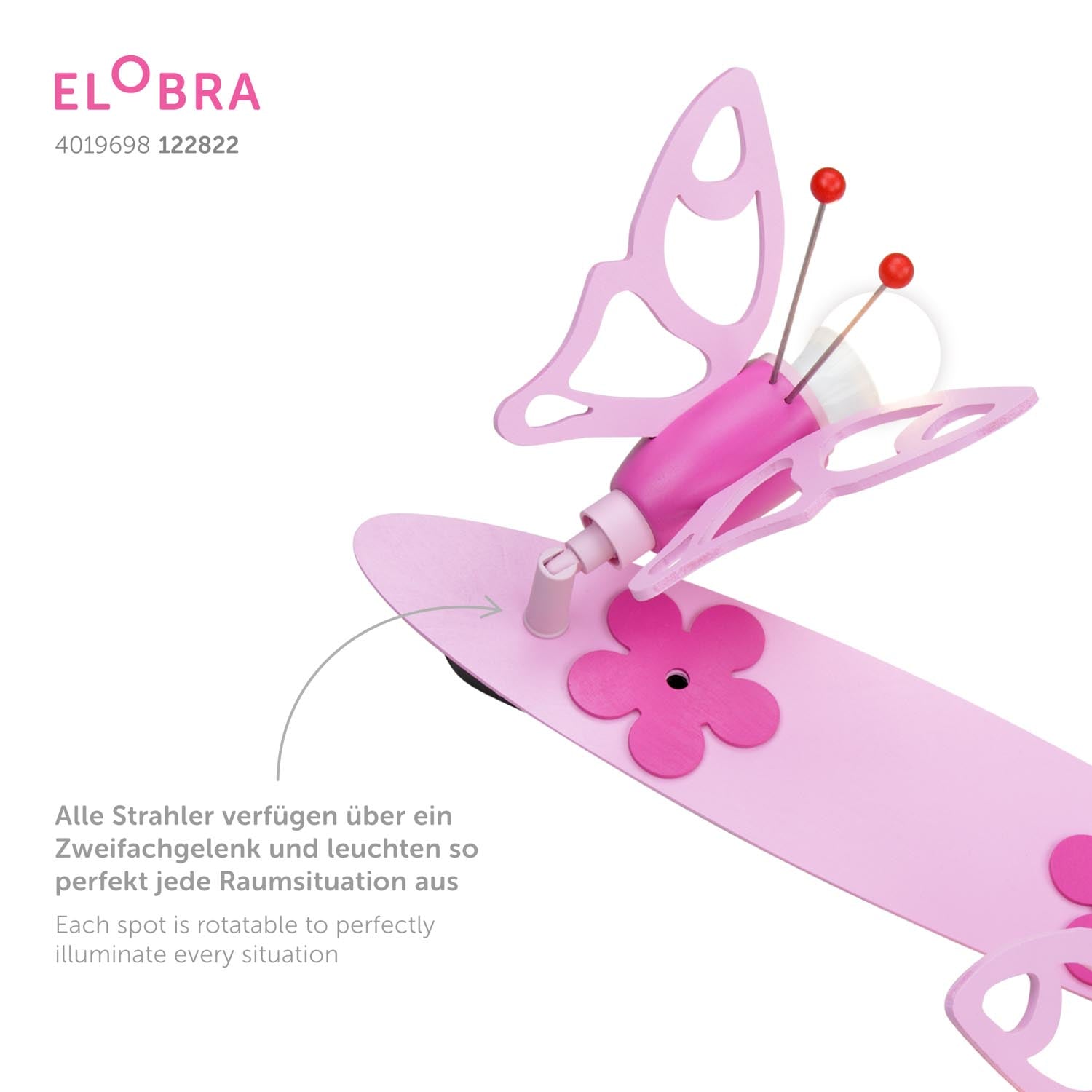 Elobra Living Falter Leiste Wandleuchte Schmetterling Holz
