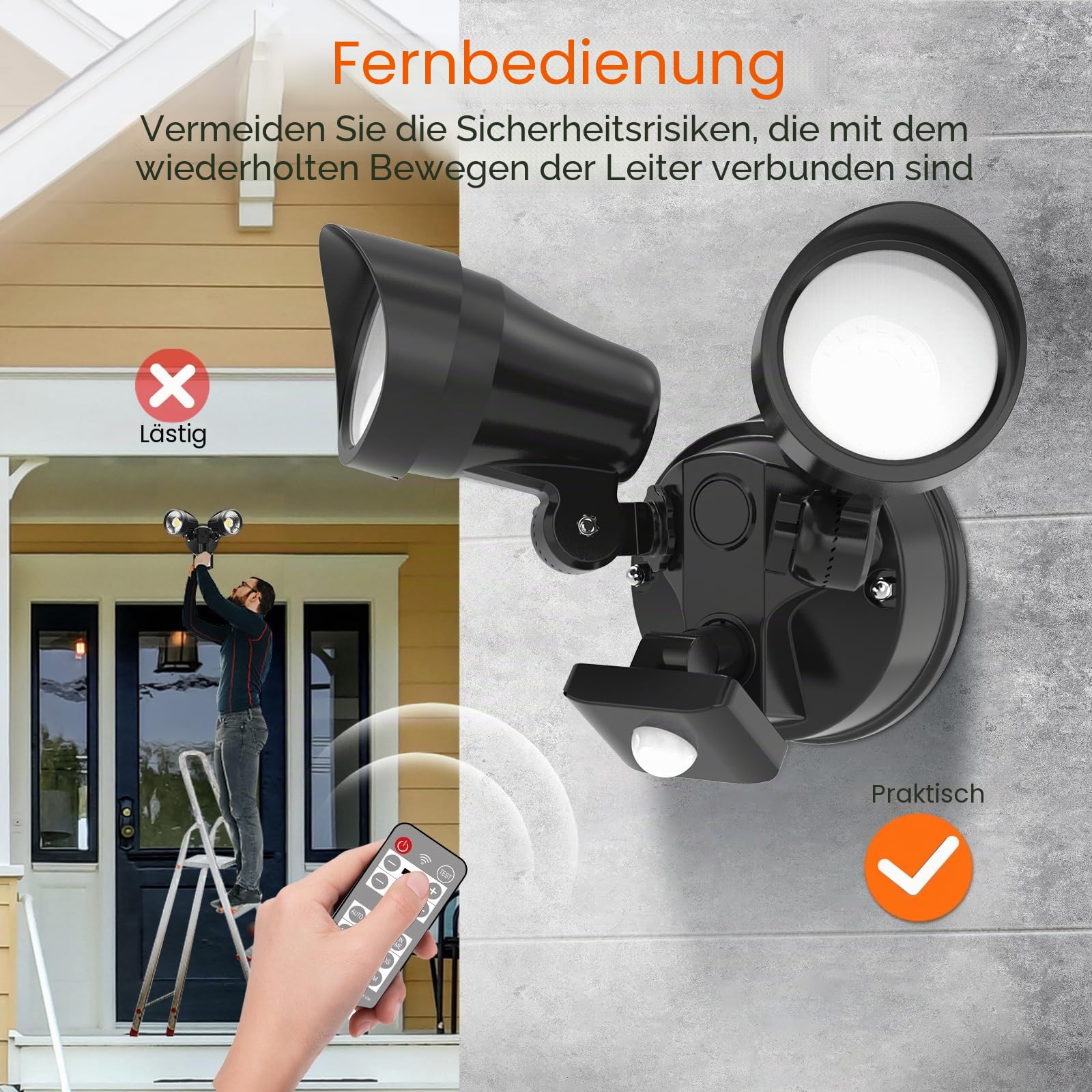 Alusso Security Light Strahler 25W Doppel Fernbedienung