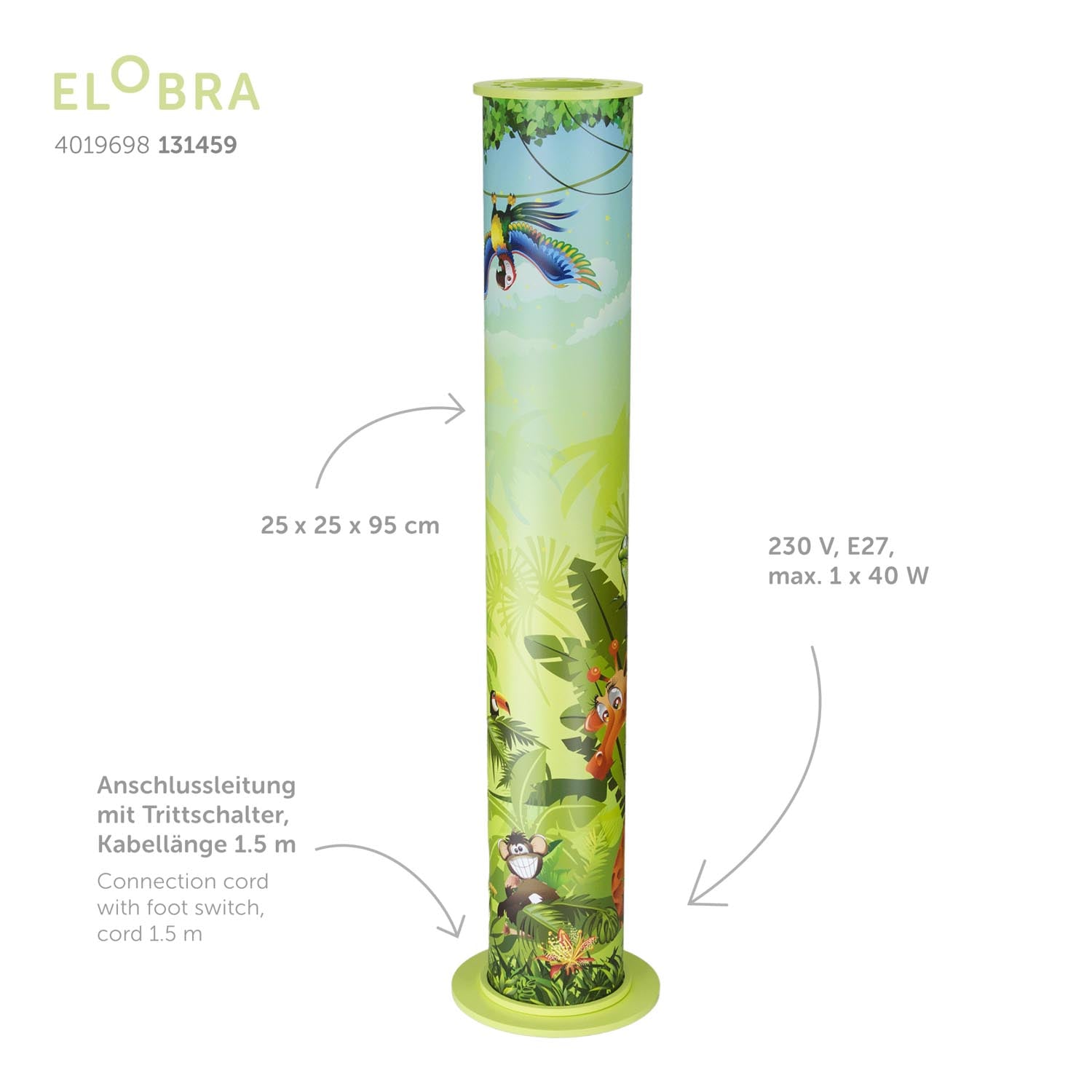 Elobra Kids 95-15 Wildnis Stehleuchte lindgrün 95 cm