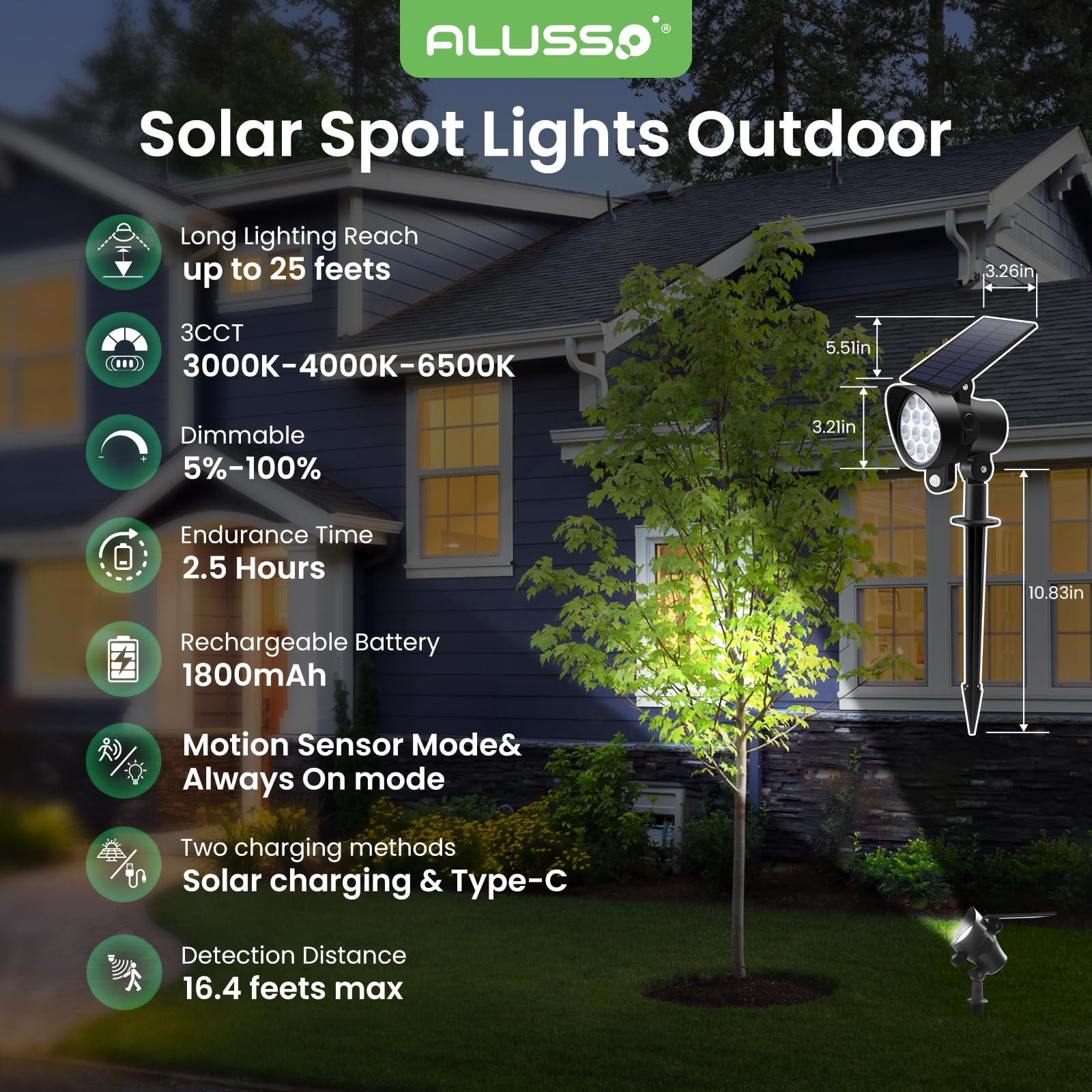 Alusso Solar Light Strahler 4er Set 3CCT mit Bewegungsmelder