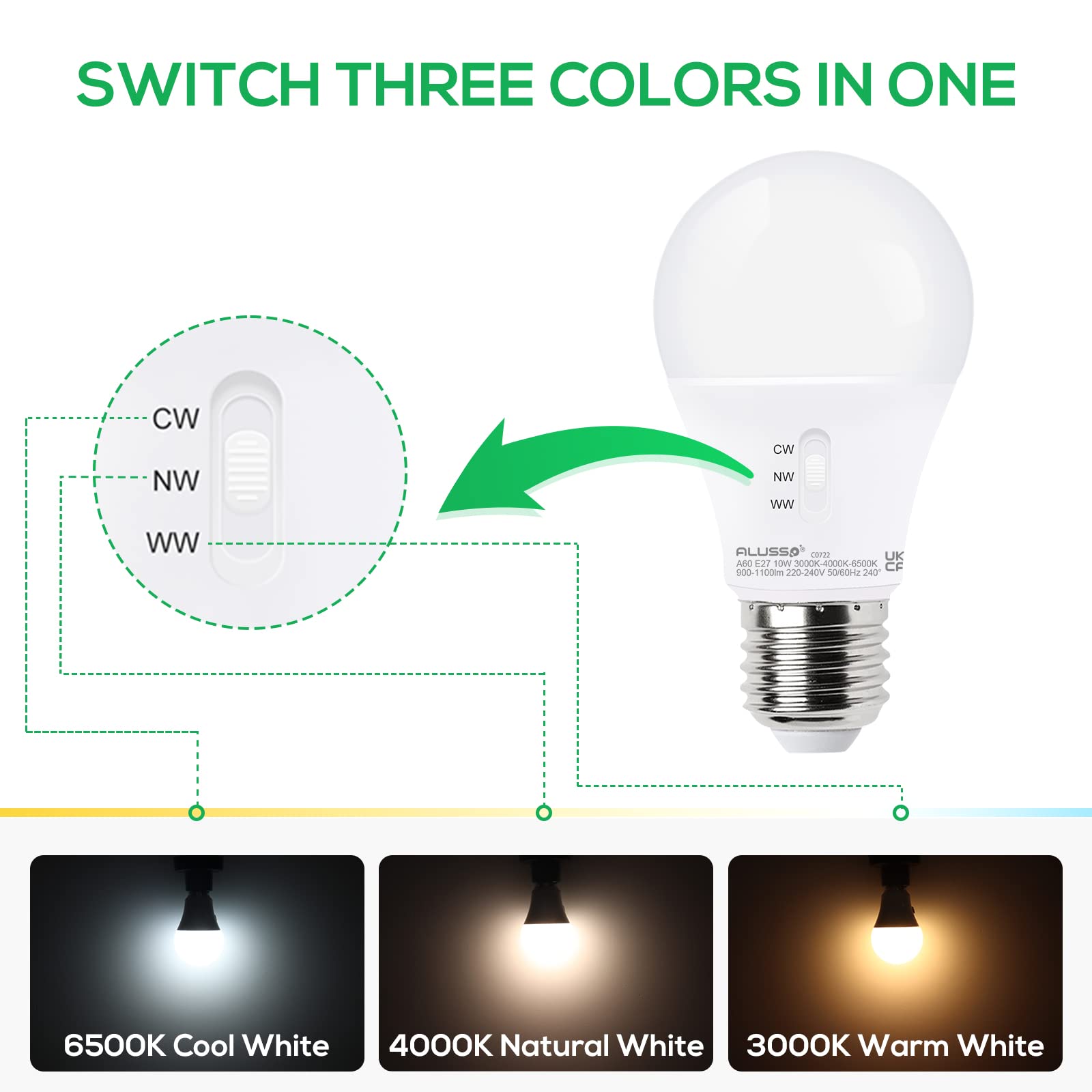 Alusso Bulb 10W E27 LED Lampe 1100lm 3CCT warmweiß