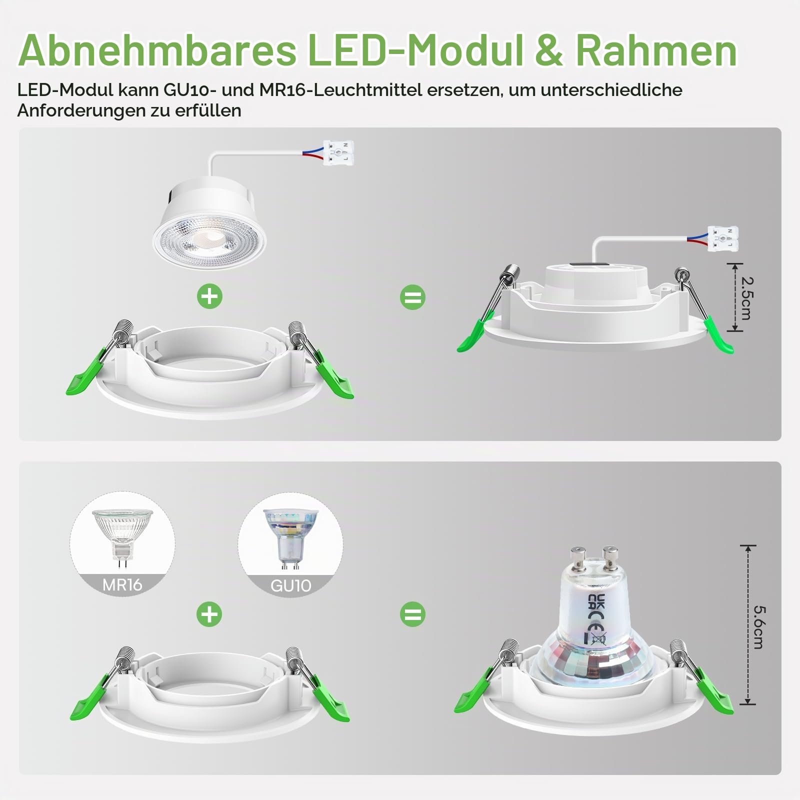 Alusso Einbaustrahler 5W Warmweiß 3000K 6er Set 74-78mm