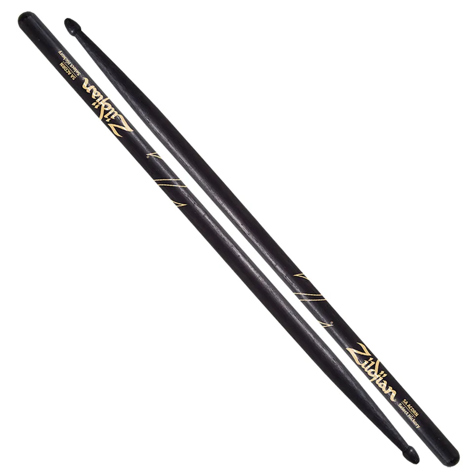 Zildjian 5A Acorn Tip Drumsticks Hickory Schwarz