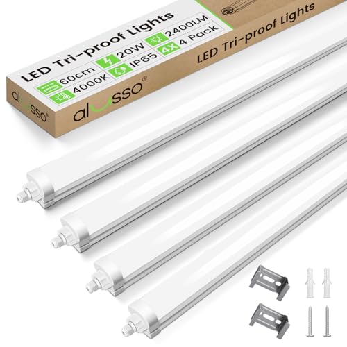 Alusso Feuchtraumleuchte 60cm LED Deckenleuchte 4000K 4er Set