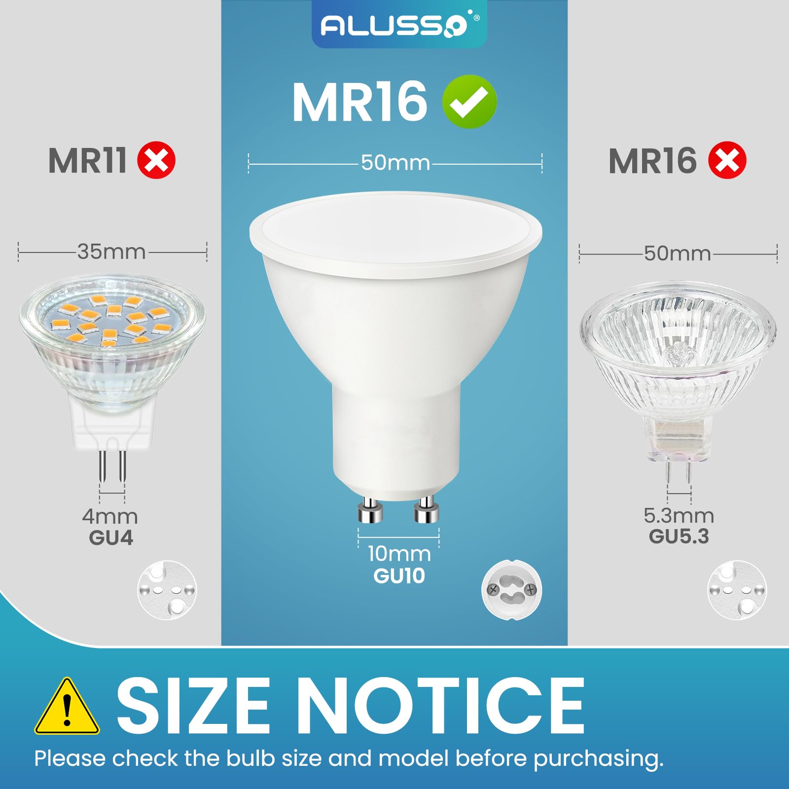 Alusso Bulb GU10 LED 5W Leuchtmittel Warmweiß 4er