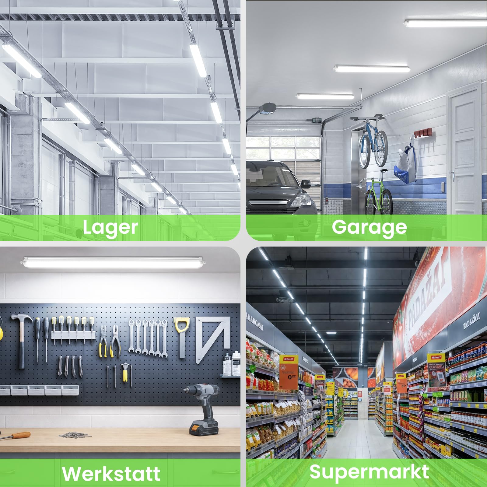 Alusso Feuchtraumleuchte LED 120cm 4000K IP65 2 Stück