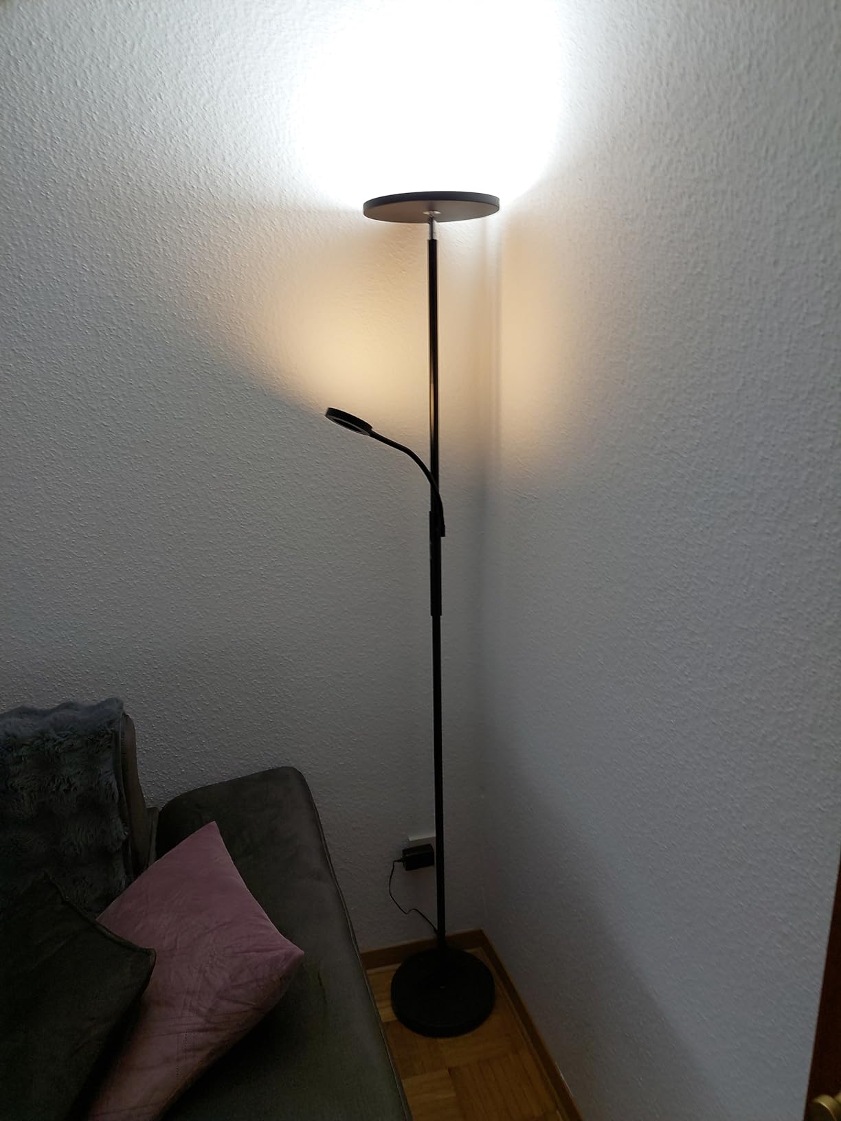 Modlicht Stehlampe LED 35W Silber dimmbar mit Leselampe