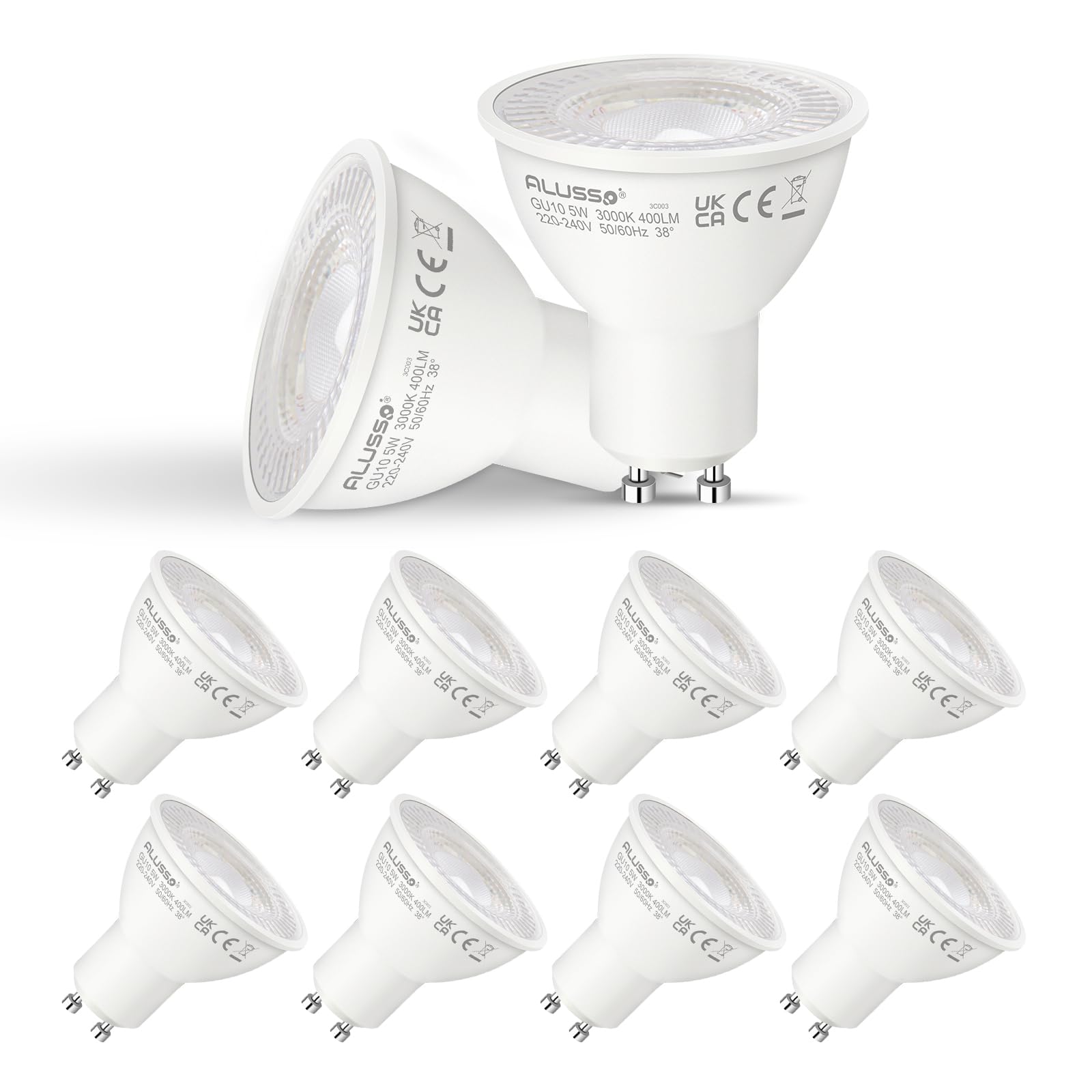 Alusso GU10 LED Lampe 5W Warmweiß 3000K 10 Stück 450LM