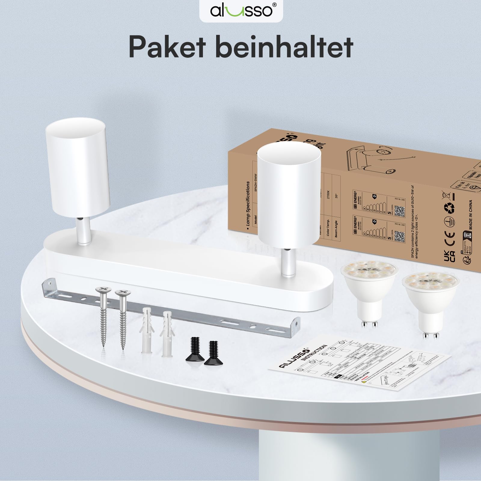 Alusso Recessed Ceiling Light Deckenstrahler 2 flammig GU10