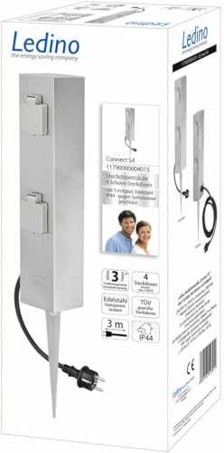 Ledino Ledar Connect S4 Steckdosensäule 4er Edelstahl