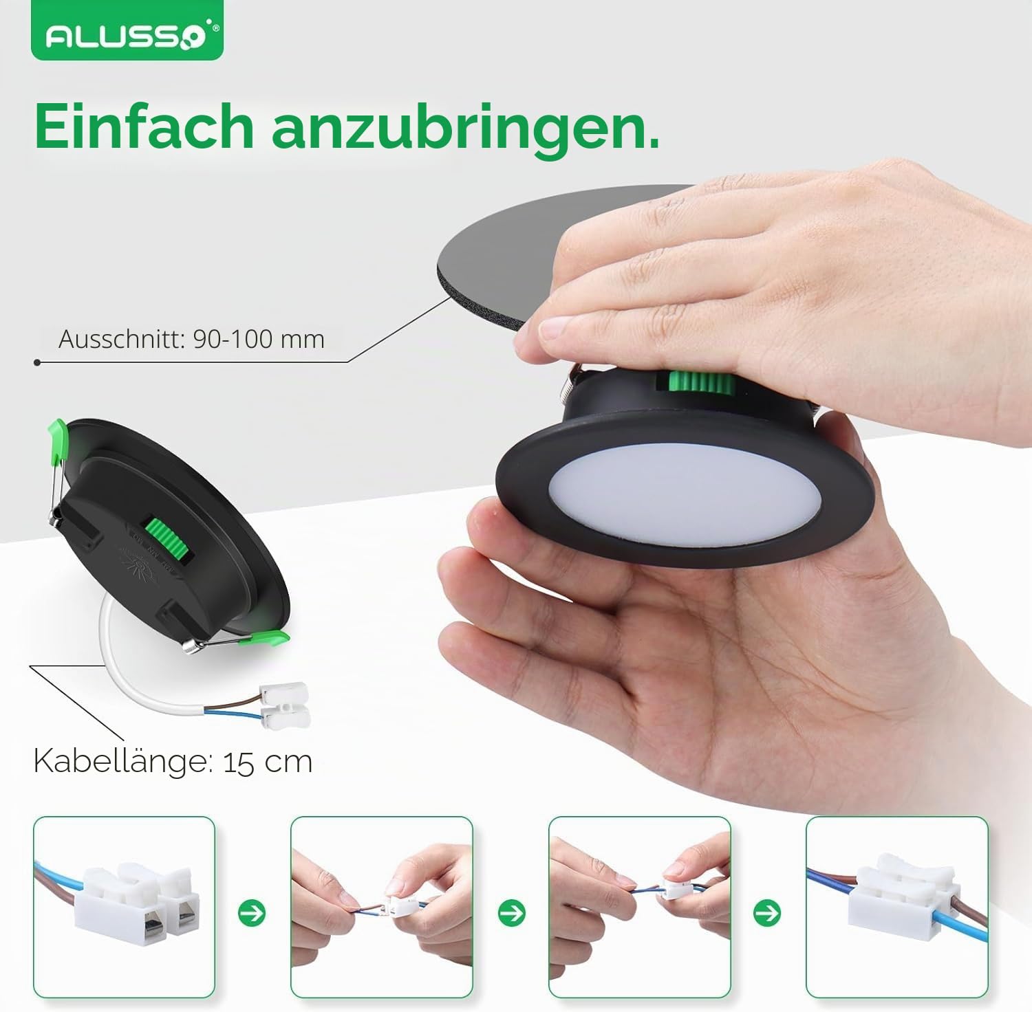 Alusso LED Einbaustrahler 230V 7W IP44 Dimmbar 12er Set