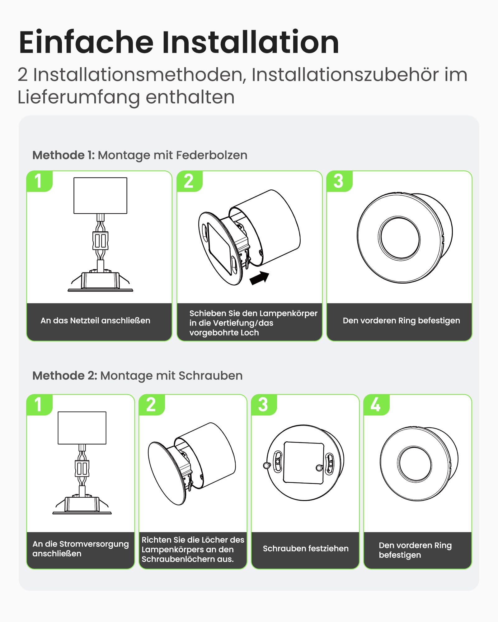 ALUSSO 3WT&3CCT Treppenlicht Einbauspot Quadratisch Weiß 6er Set