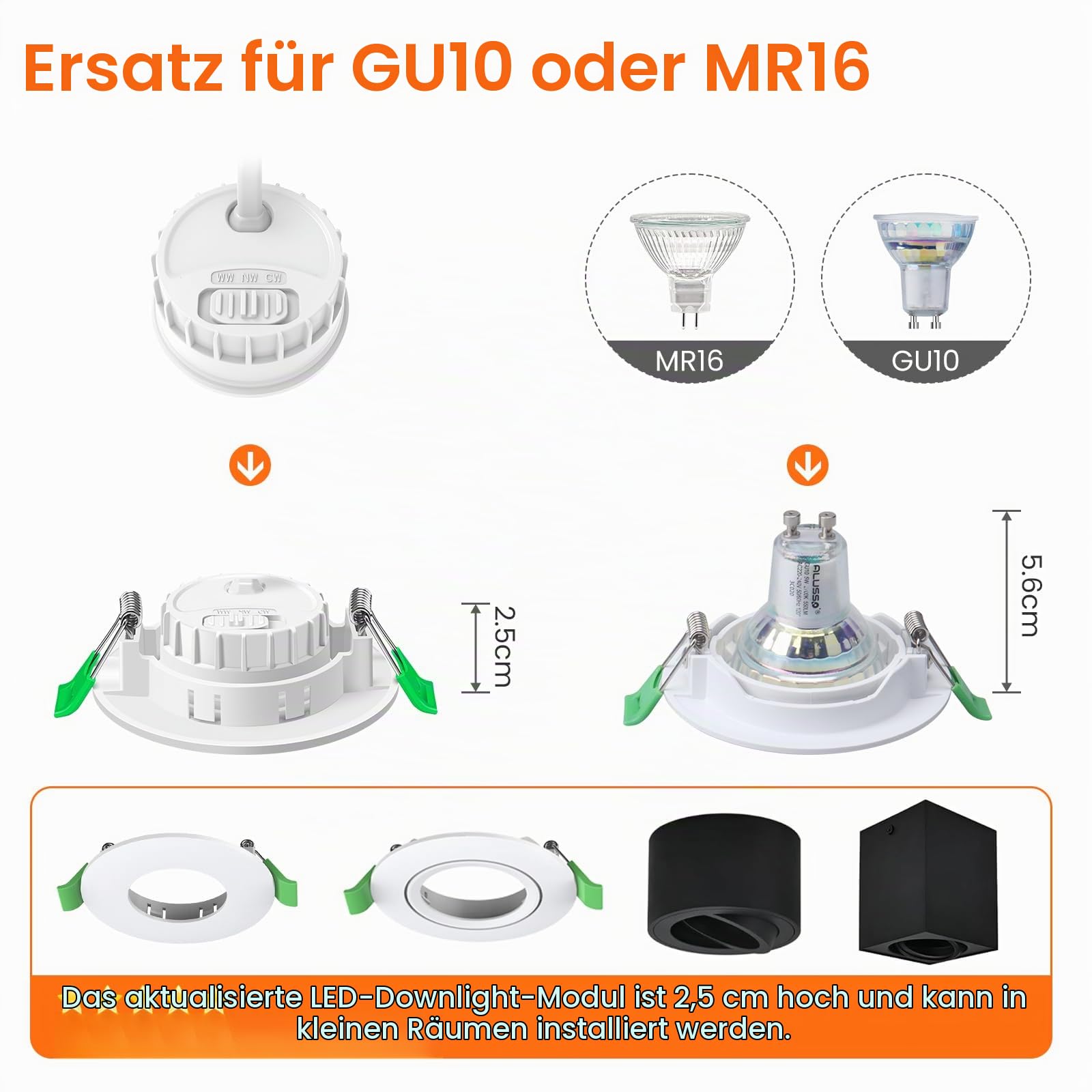 Alusso Bulb LED Modul 6W GU10 MR16 Ersatz 3000-6500K 6er-Pack