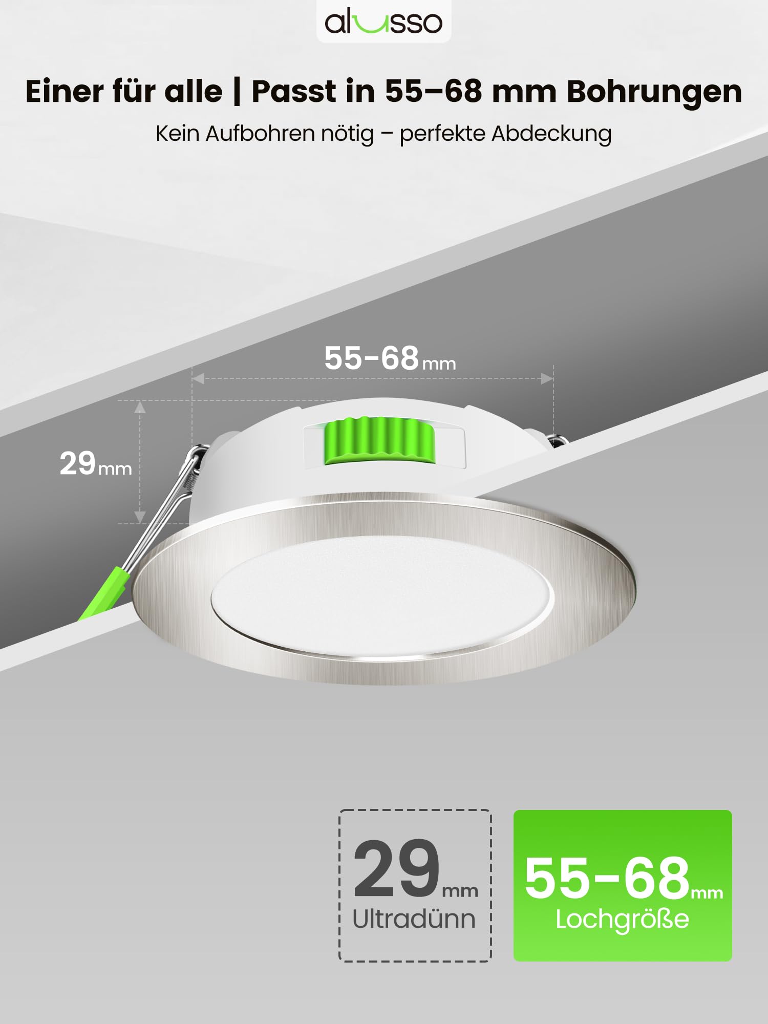 Alusso Einbaustrahler Nickel Ø55-68mm 3CCT IP44