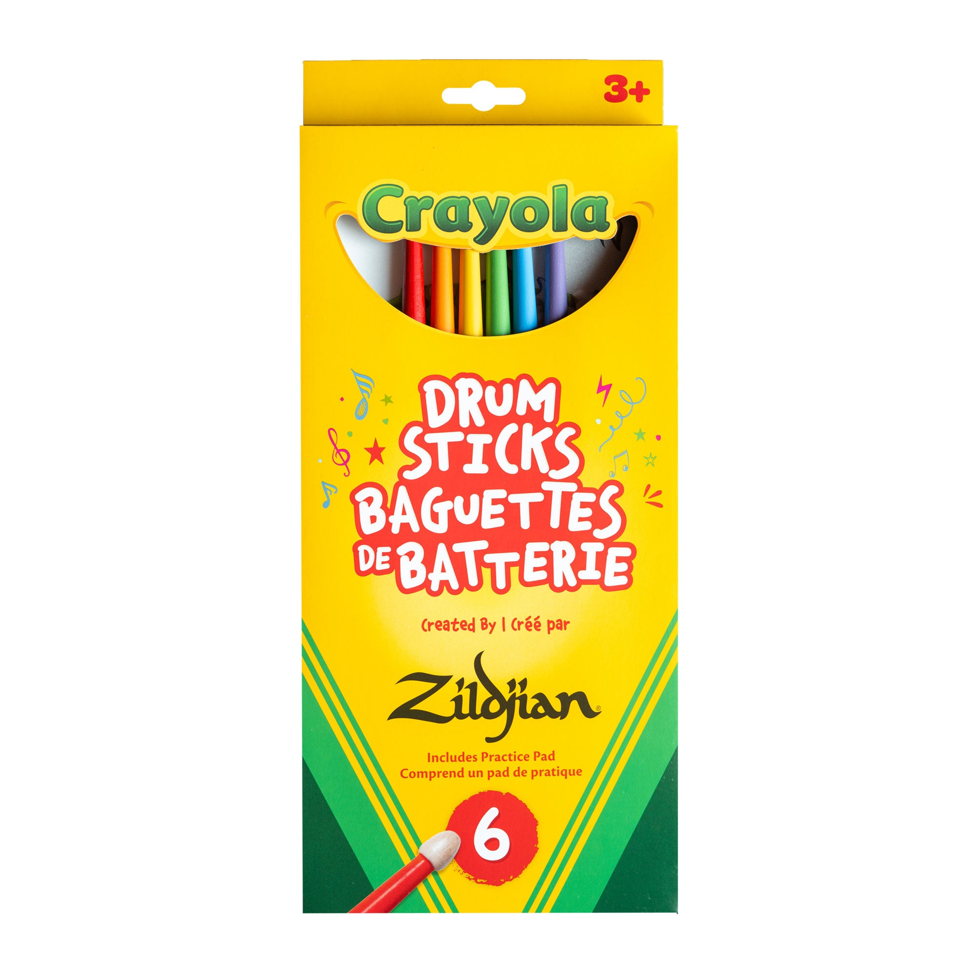Zildjian Drumsticks x Crayola Pack Kinder 6 Sticks + Pad bunt