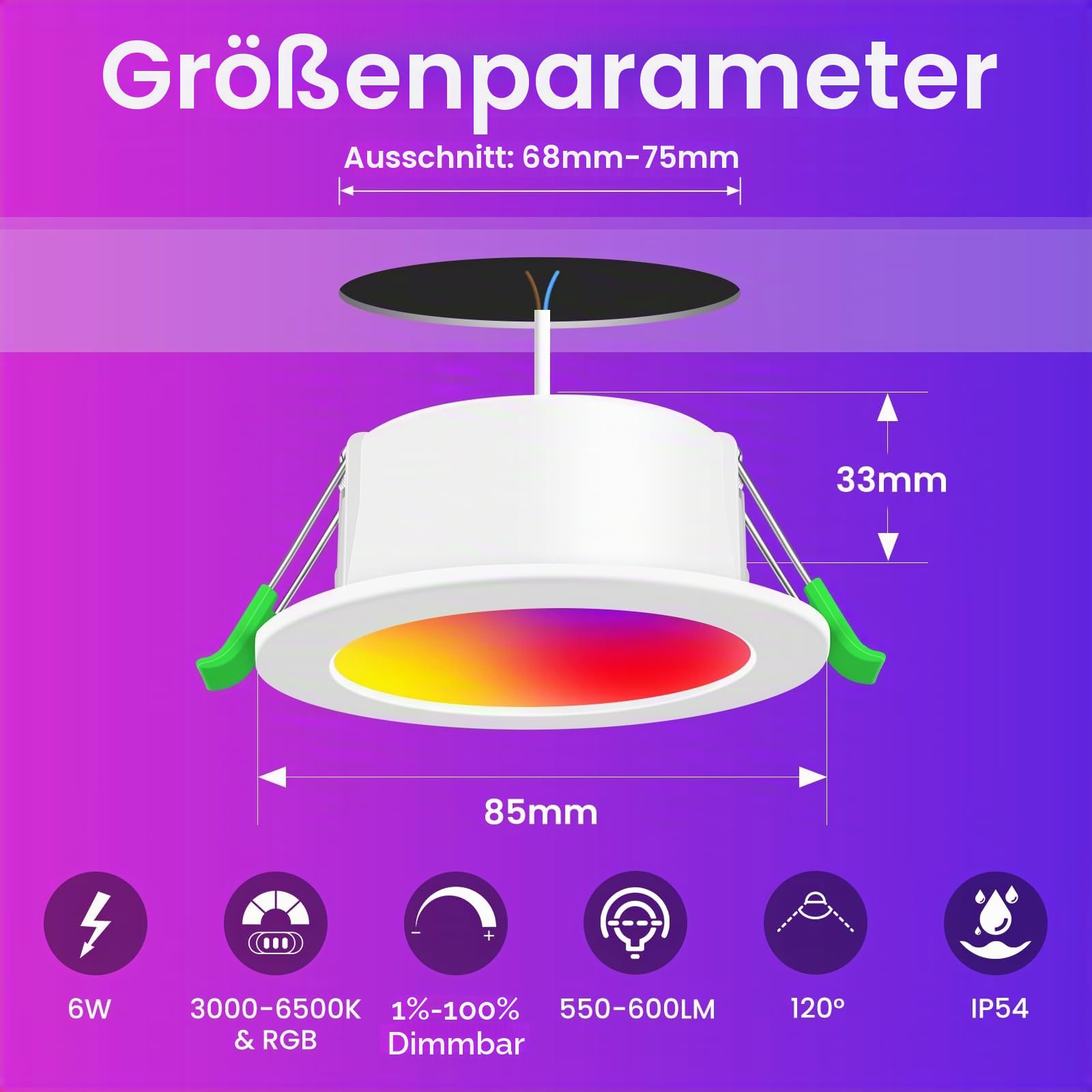 Alusso Smart Home LED Einbaustrahler 4er Weiß RGB Alexa 6W
